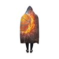 thumbnail image 2 of ASHLEIGH Hooded Blanket Basketball On Fire Wearable Blanket Comfotable Hooded Throw Wrap Robe 40x50 Inch, 2 of 3
