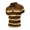 thumbnail image 2 of Men's Retro Color Block Striped Short Sleeve Polo Shirt, Classic Lapel 3 Button Placket Vintage Pique Knit Golf Tee, Casual Breathable Summer Polo Top for Men Daily Smart Casual Wear Sizes S-5XL, 2 of 4