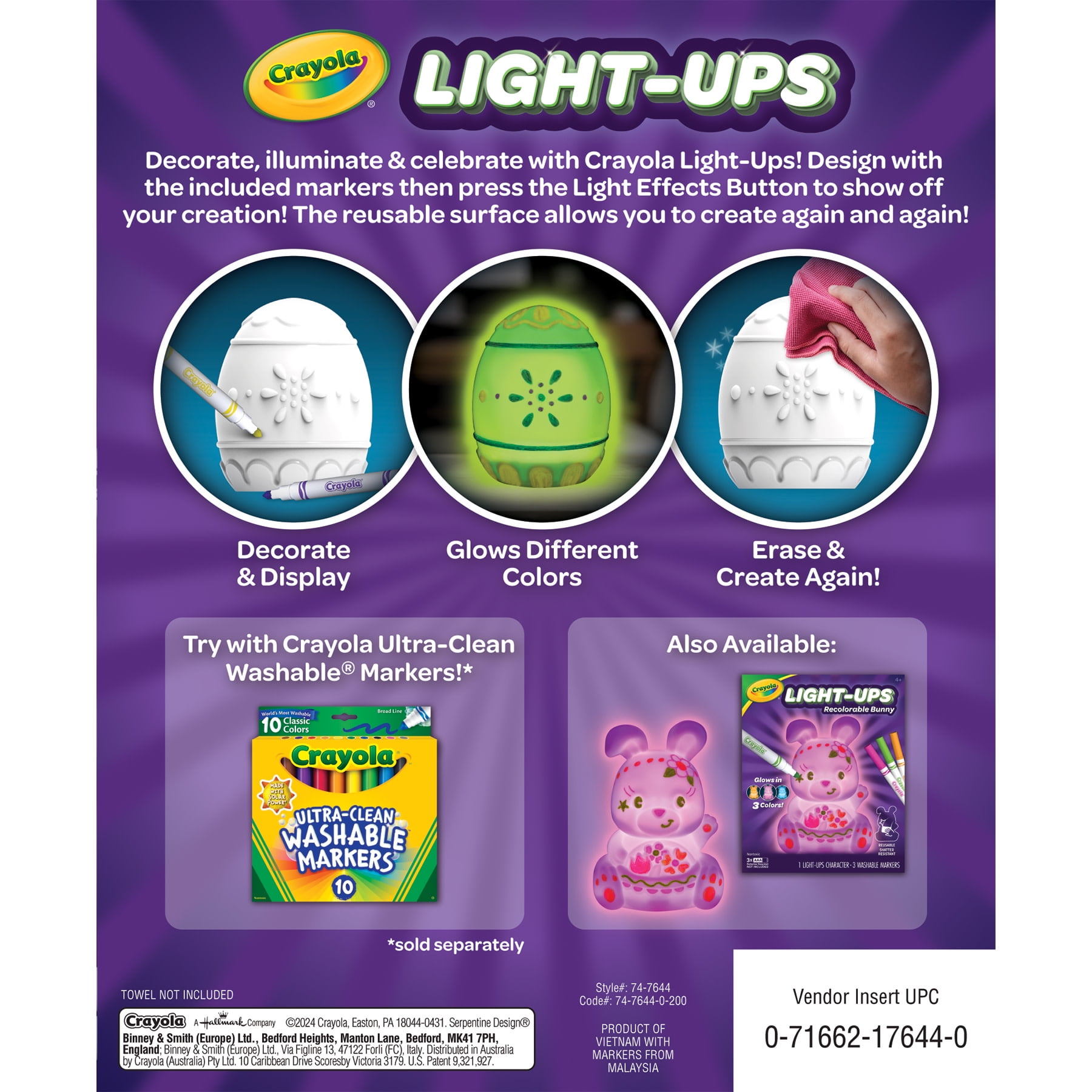 Crayola Light-Ups Recolorable Egg with Markers, Pack of 2