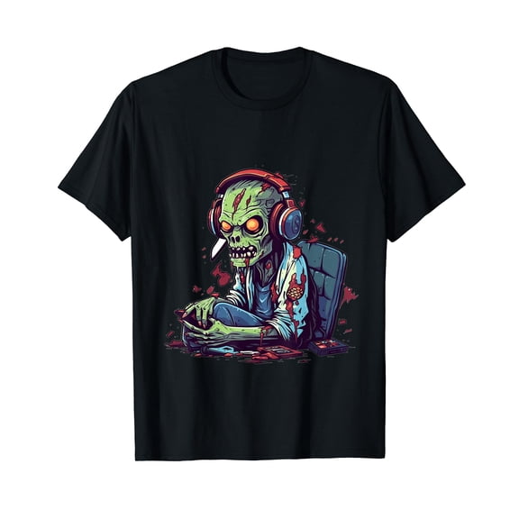 Zombie Gamer Halloween Costume Gaming Video-game Controller Black T-Shirt Gift Top