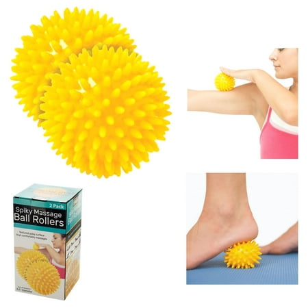 2 Pc Spiky Massage Ball Rollers Trigger Point Hand Exercise Pain Stress
