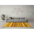 thumbnail image 3 of Ahgly Company Machine Washable Indoor Round Abstract Yellow Modern Area Rugs, 5' Round, 3 of 4