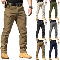 Huankd Men's Tactical Cargo Pants Stretch Ripstop Lightweight Waterproof Multi Pockets Work Hiking Outdoor Casual Pants Brown 3XL