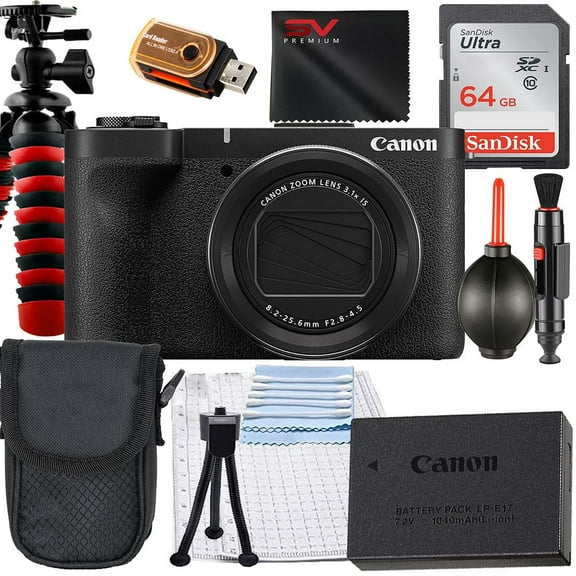 Canon PowerShot V1 Digital Camera with SanDisk 64GB Memory Card   Case   Tripod   SV Premium Accessory Bundle (International Version)
