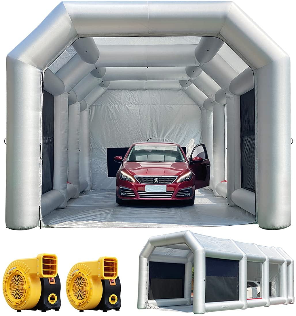 Portable Mobile Inflatable Spray Paint Booth Tent Car Workstation Filtration System Silver 1100 Watt Air Blower Pump Fan 