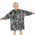 thumbnail image 3 of Halloween White Spider Web Pattern Blanket Hoodies for Kids 6-13YR Oversize Wearable Blanket Hoodies for Boys Girls Teens, 3 of 7