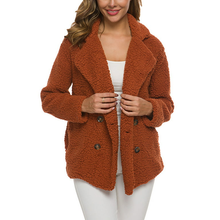 Frontwalk Womens Winter Jacket Coats with Plus Size Fuzzy Fluffy Cardigan Sweater Outerwear S - Walmart.com