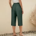 thumbnail image 4 of Womens Elastic High Waist Capri Pants Summer Casual Loose Fit Capris Wide Leg Cotton Linen Pants, 4 of 9