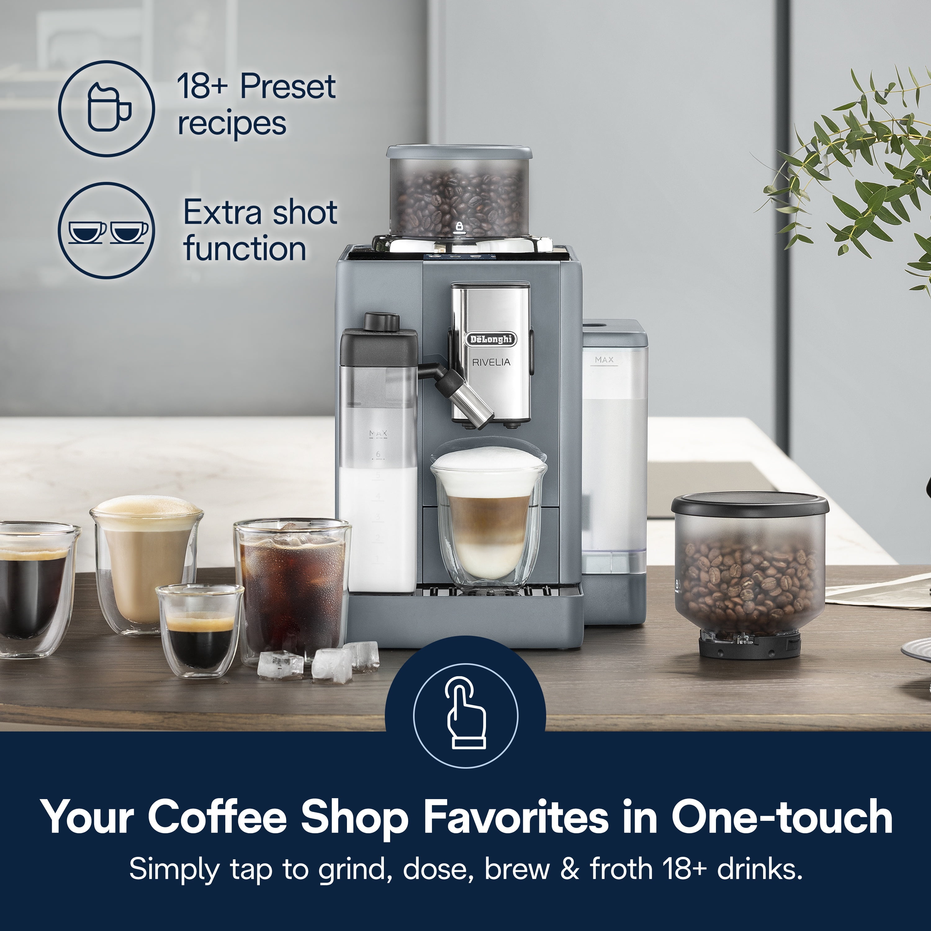 Rivelia Fully Automatic Espresso Machine, Blue-Grey