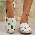 thumbnail image 5 of YOUYEDIAN Loafers for Women Comfortable Fashion Patchwork Print Low Heel Casual Round Toe Soft Flats Versatile Slip On Walking Canvas Shoes, 5 of 5