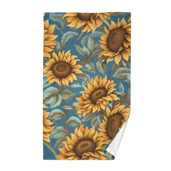 Sunflowers and Leaves Cotton Face Towels Soft Hand Towel Absorbent Bathroom Towel for Kitchen Hotel Decoration