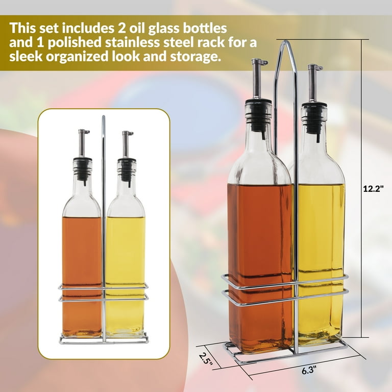 Oil Bottle Dispenser Set Stainless Steel Vinegar Storage Cooking