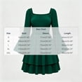 thumbnail image 4 of KICILVS Halloween Dresses for Women Plain Square Neck Flare Sleeve Dress Ruched Bust Layered Hemline Mini Party Gown Green, 4 of 9
