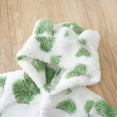 thumbnail image 6 of XDZJLR Kids Boys Girls Onesie Pajamas Flannel Hooded Romper Jumpsuit With Heart Print Lined Outfit Baby Toddler Winter Fall Home Outdoor Play Nightwear Green 3-6 Months, 6 of 9