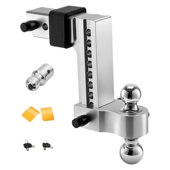 8-Inch Drop Trailer Hitch with Tri-Ball Mount, Fits 2.5-Inch Receiver, Supports 1-7/8", 2", 2-5/16" Balls, 18500 lbs Capacity for Trucks, RVs, ATV Towing