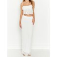 thumbnail image 6 of LMLYSoH Women’s Two Piece Summer Outfits Sleeveless Ruffle Hem Cami Tops and Long Skirt Set Beachwear, 6 of 9