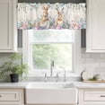 thumbnail image 3 of Bunny Easter Rod Pocket Curtain Valance, Spring Floral Eucalyptus Leaves Eggs Weeping Farmhouse Window Valance for Living Room, Bedroom, Kitchen 42"W x 12"L, 3 of 9