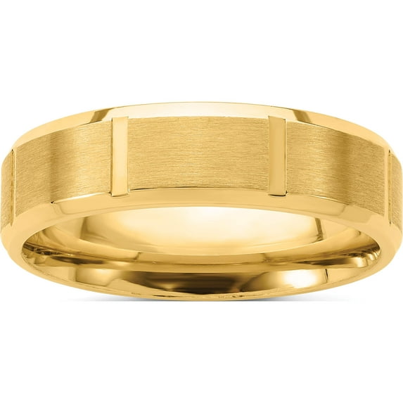 14K Yellow Gold Heavy Comfort Fit Brush Satin Fancy Band (Size 13.5) Made In United States yb116h-13.5
