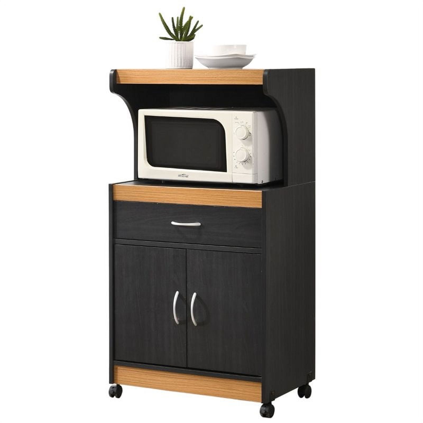 Hodedah, Microwave Kitchen Cart, Cherry Finish, 45 in. H x 24 in