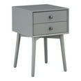 thumbnail image 3 of Leptis Mid-Century 2-Drawer Solid Wood Side Table, Gray, 3 of 9