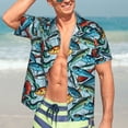 thumbnail image 4 of Cauagu Colorful Fishing Baits Print Hawaiian Shirt for Men,Casual Short Sleeve Button Down Shirts Summer Beach Men's Regular-Fit Short-Sleeve Print Shirt -Medium, 4 of 6