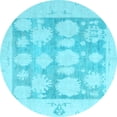 thumbnail image 1 of Ahgly Company Indoor Round Oriental Light Blue Traditional Area Rugs, 5' Round, 1 of 4