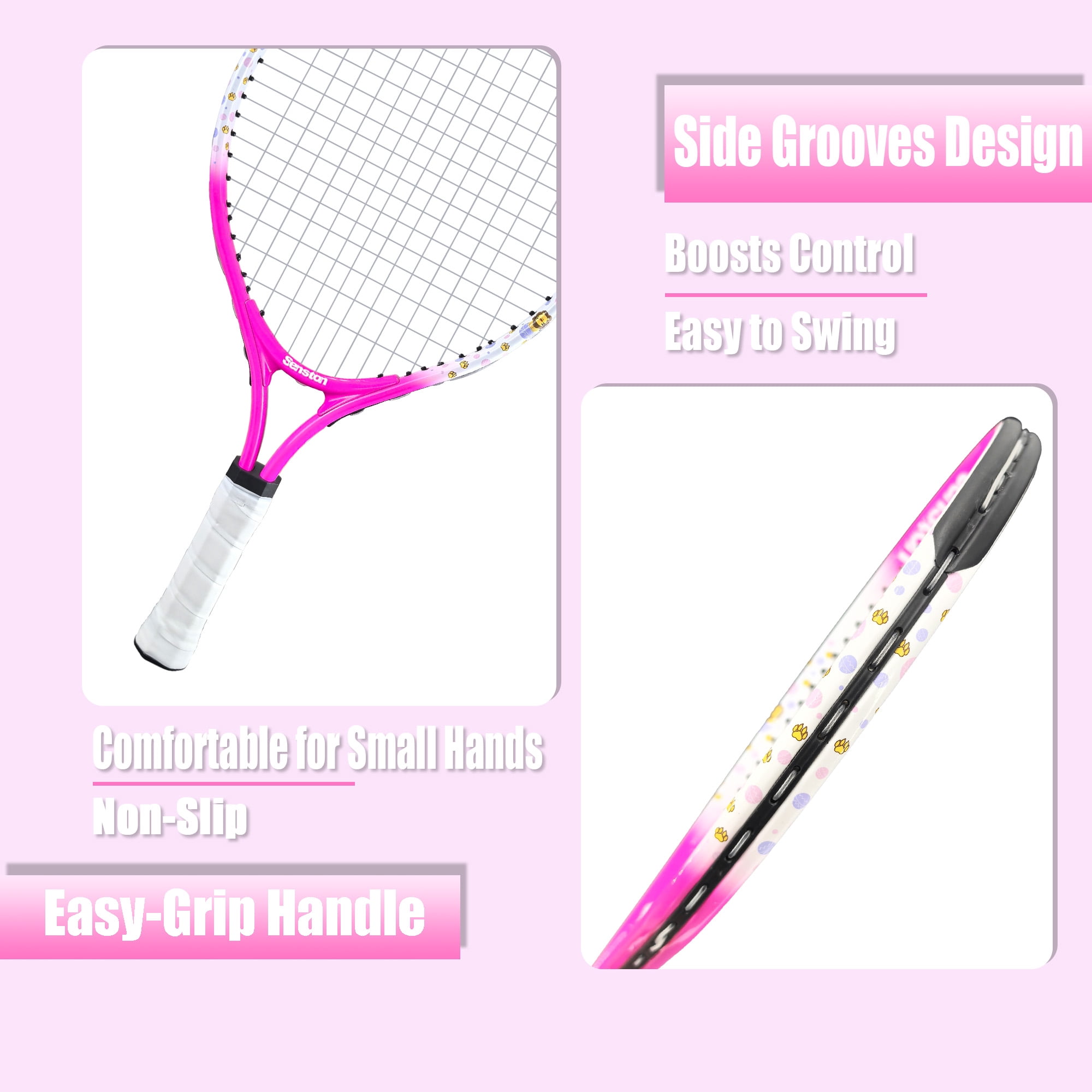 Senston Kids Tennis Racket Set (17 & 23 Inch) - 1 Pack Junior Tennis Racquet, Lightweight Aluminum Frame, Includes Cover