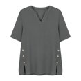 thumbnail image 5 of Endives Womens Linen Shirts Short Sleeve Womens Shirt Blouses Thin Breathable Summer Trendy Grey, 5 of 6