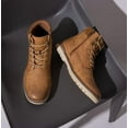 thumbnail image 6 of Men's Brown Lace-Up Ankle Boots, Casual Fashion Faux Leather Boots, Comfortable Outdoor Walking Boots for Men, Stylish Daily Wear High-Top Boots, 6 of 11