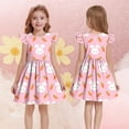 thumbnail image 6 of Mitankcoo Girls Easter Dresses Cute Print Flutter Sleeve Crew Neck A-Line Dress for Daily Fashion Wear 3-14Y, 6 of 7