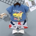 thumbnail image 2 of TOWED22 Infant Baby Boy Outfits 2 Pieces Crewneck Short Sleeve T-Shirt Tee Pattern Casual Pocket Shorts Toddler Clothes(Blue,7-8 Y), 2 of 4