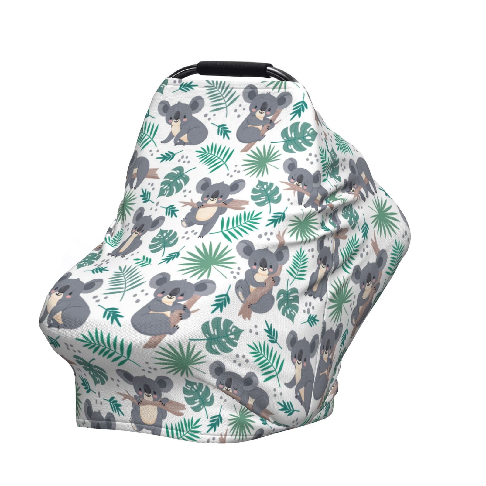 Fotbe Bears and Tropical Leaves Pattern Car Seat Covers for Babies, Nursing Breastfeeding Cover Infant Carseat Canopy, Soft Stretchy Carrier Cover