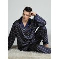 thumbnail image 4 of Mens Satin Pajamas Set Casual Sleepwear Loungewear Home Service Two-Piece Set L~3XL Plus, 4 of 5