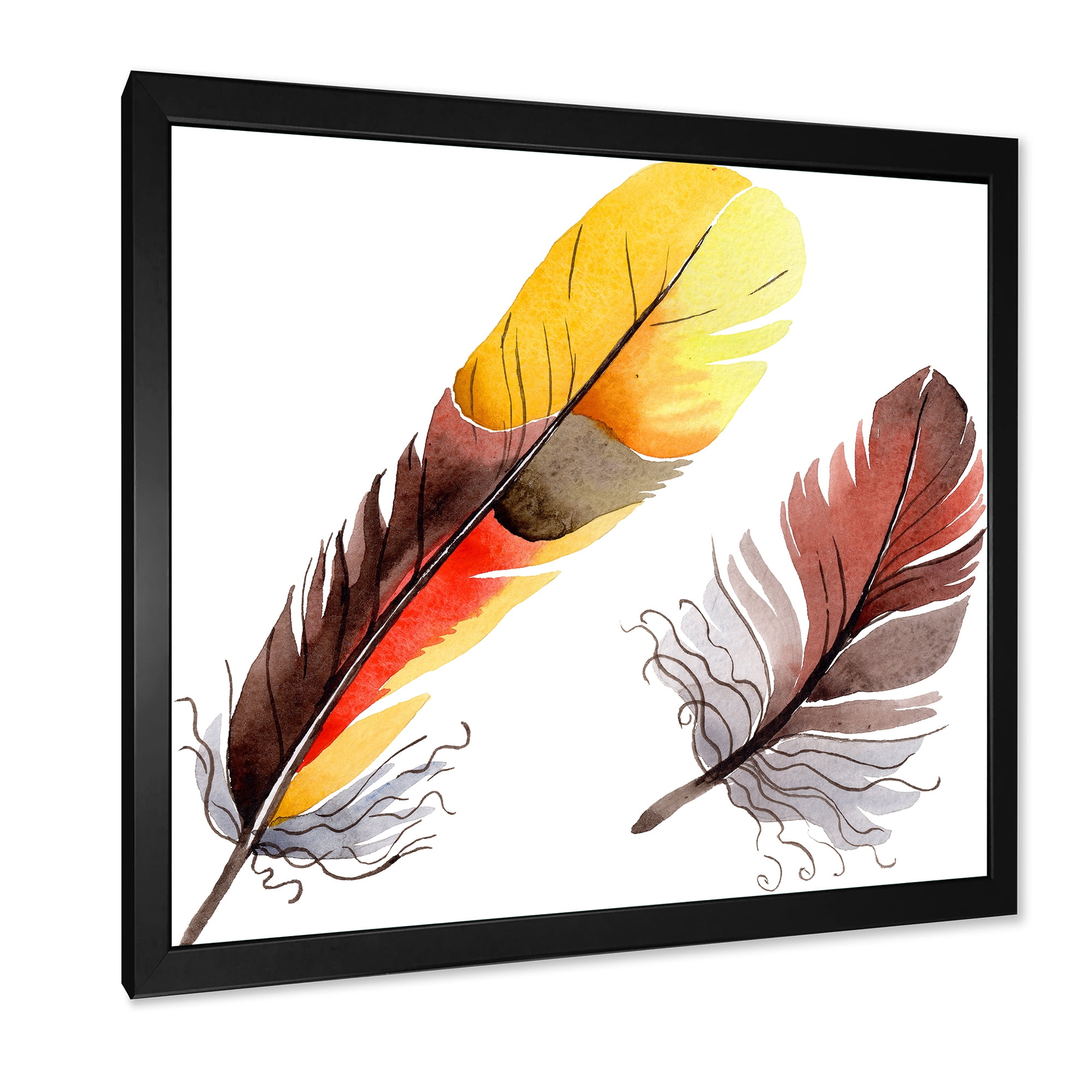 Designart 'Colourful Boho Art Feathers IV' Bohemian & Eclectic Framed Art Print
