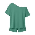 thumbnail image 2 of Lutiedan Women's 2 Piece Outfits Short Sleeveless One Shoulder Top and Wide Leg Shorts Set Casual Summer Beach Vacation Outfits, 2 of 7