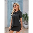 thumbnail image 3 of MINTLIMIT Women's Peter Pan Collar Short Sleeves Shirt Tops Button Work Blouse, 3 of 5