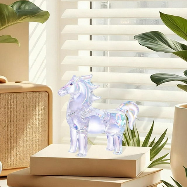 Elodie Figurine de Cheval en Cristal Sculpture Décorative pour Animal de Collection Moderne AB Coloré