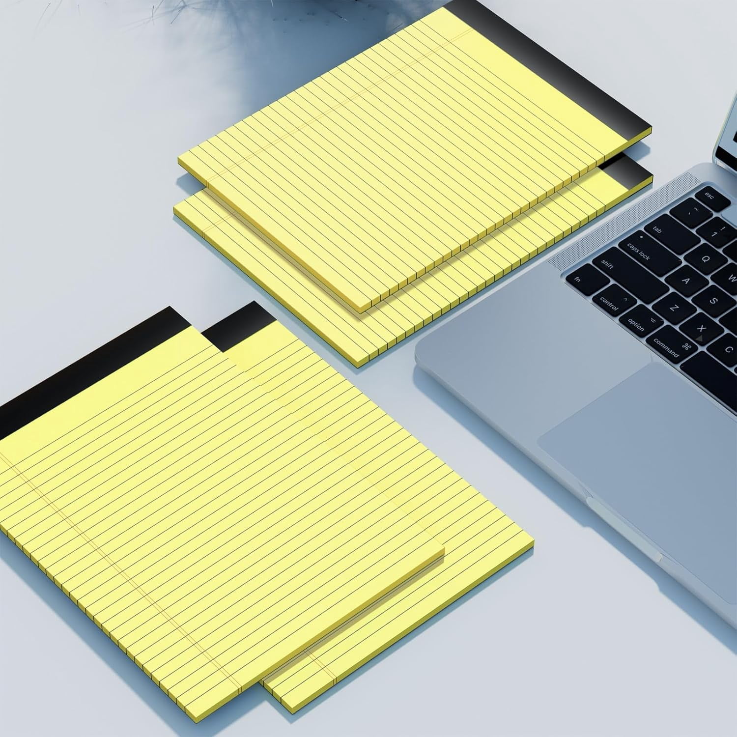 4 Pack Yellow Notepads 8.5x11 Yellow Legal Pads 30 Sheets Perforated Yellow Pads Paper Wide Ruled Writing Pad 70gsm Premium Thick Paper Double-Sided Printing Note Pads for Students, Office, Business