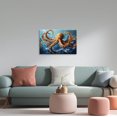 thumbnail image 2 of ZHONGYUTONG Abstract Octopus Canvas Wall Art Sea Animal Pictures Wall Decor Ocean Octopus Painting for Living Room Bathroom Decor Framed (12.00" x 18.00"), 2 of 5
