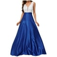 thumbnail image 1 of Pisexur Robes pour Femmes Col en V Sans Manches Robes de Cocktail pour Femmes Tunique à Bretelles Robe Maxi Fluide Robe de Bal de Promo Robe de Fête Mode Couleur Patchwork Longues Robes de Retour à la Maison, 1 of 8