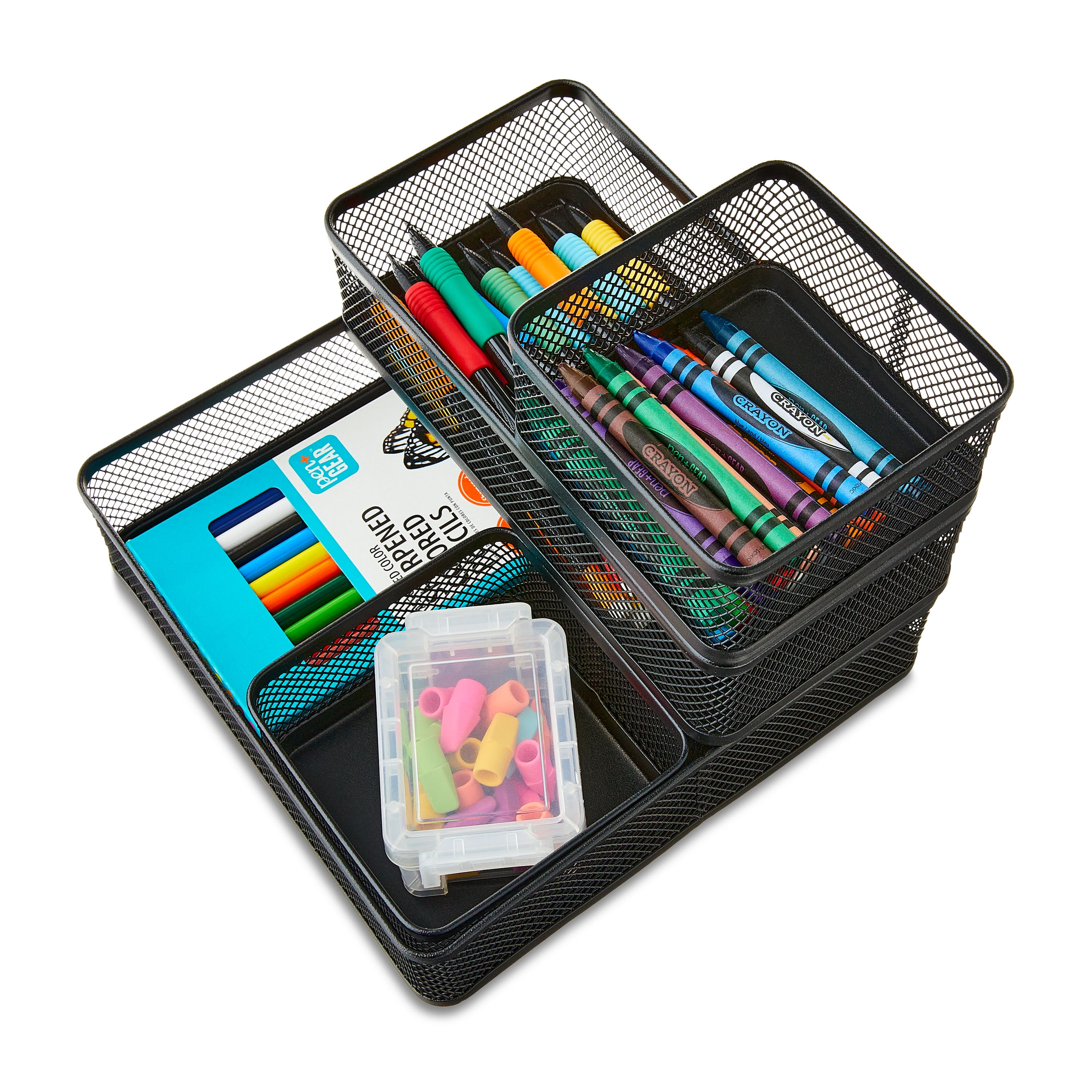 (2 pack) Pen+Gear Metal Desk Organizer Set, Black, 4 Pieces