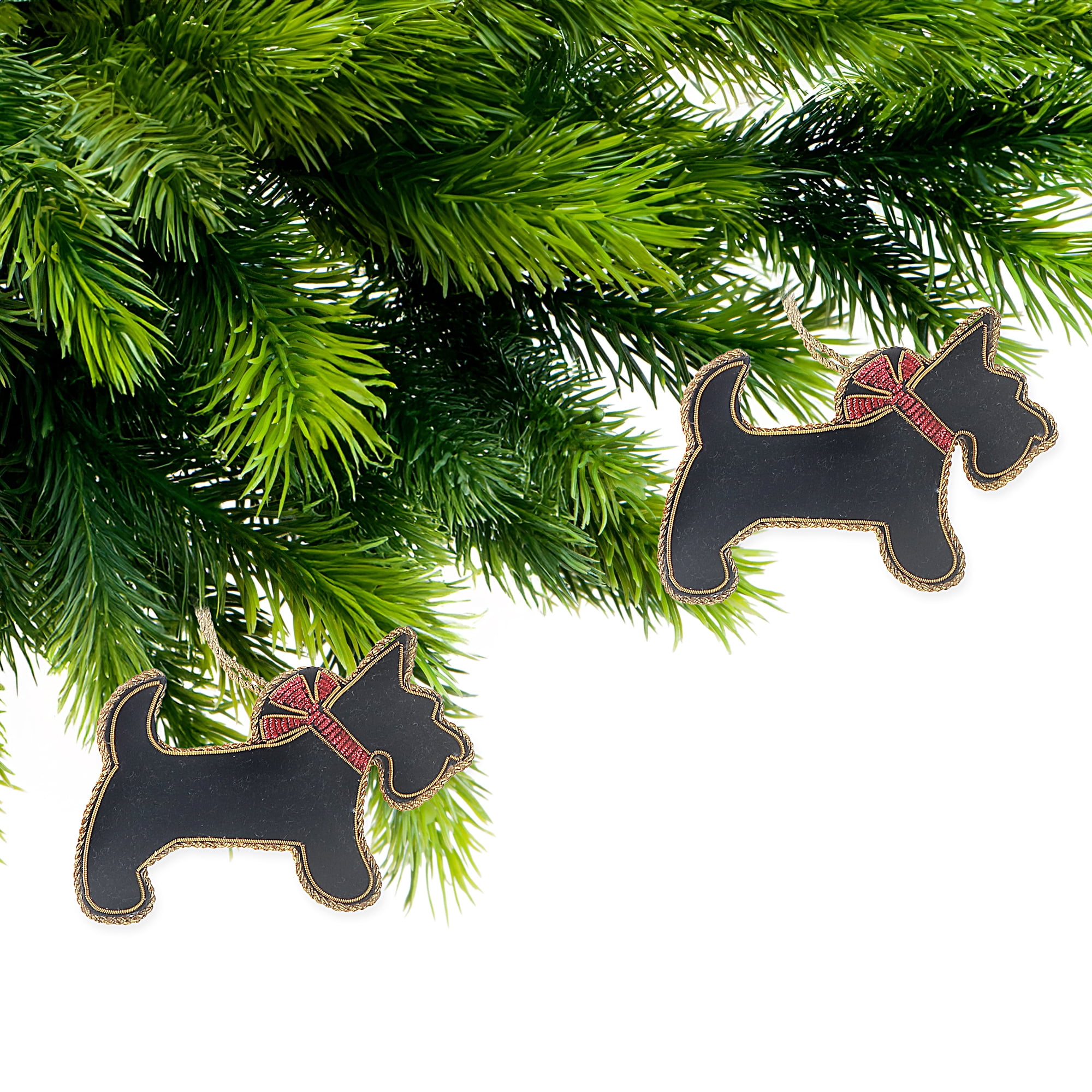 Décoration À Suspendre En Forme De Terrier Écossais Fabriquée À La Main - Lot De 2