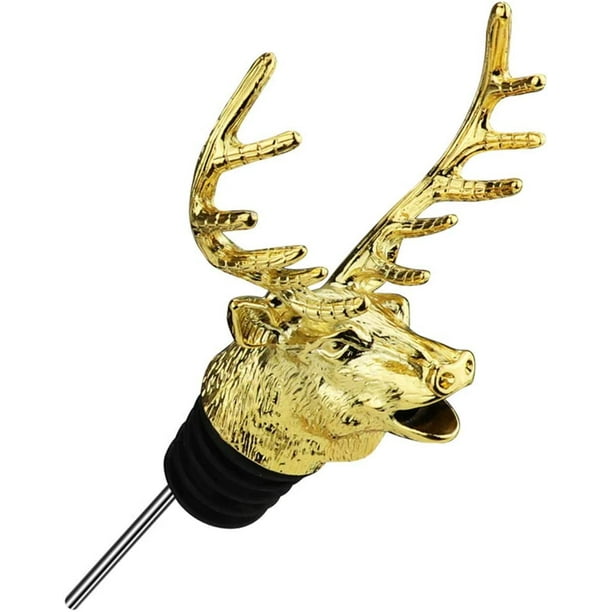 Tapón y vertedor para botella de vino de ciervo, tapón y vertedor para botella de vino de ciervo, accesorios para vino y cerveza, bar en casa para senderismo, fiesta de acampada (dorado) Rojo Verde MX-0133819FYD