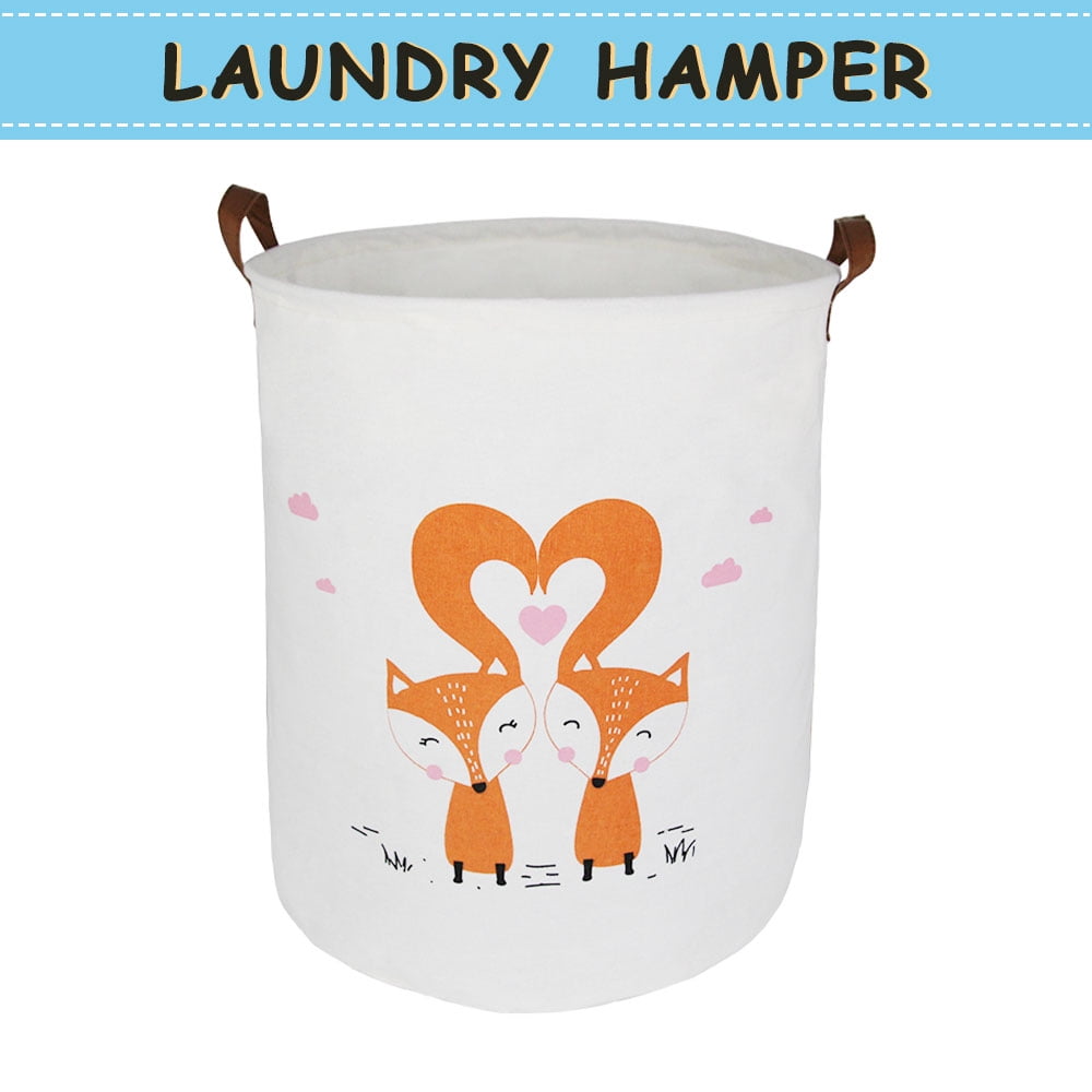Howarmer Large Canvas Laundry Hamper, 2 Foxes