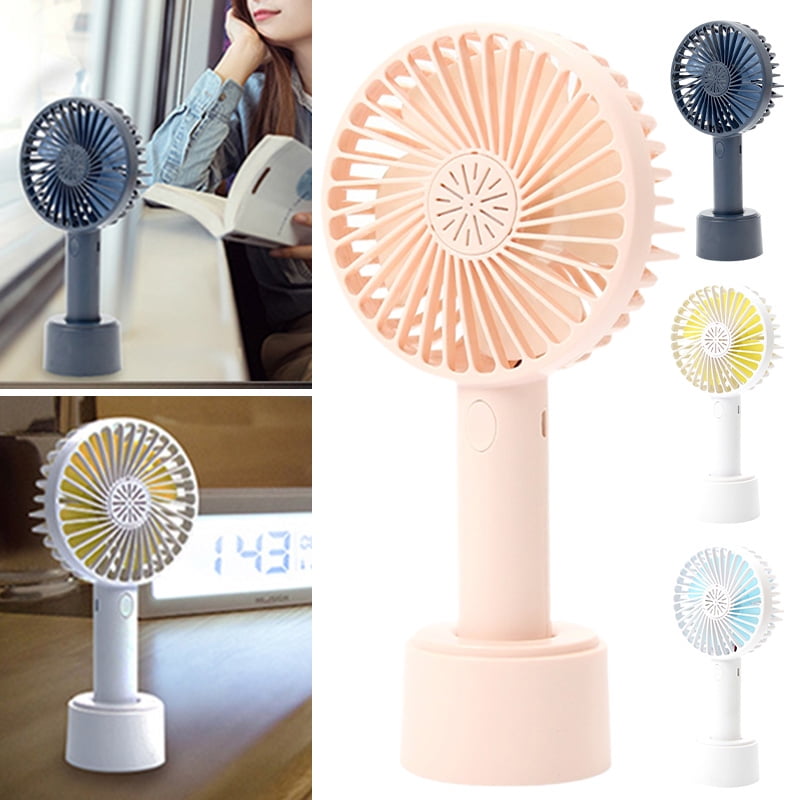 Mini Portable Handheld Desk Lamp electric fan rechargeable for study office library Color : Brown 