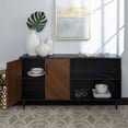 thumbnail image 4 of Walker Edison Caye Modern 2-Door-Bookmatch Asymmetrical Console for-TVs up to 65 Inches, 58 Inch, Solid Black, 4 of 6