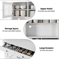 thumbnail image 4 of Kitchen Pantry Cabinet with Microwave Stand, Freestanding Hutch Cabinet with Buffet Cupboard, Tall Kitchen Cabinets with Adjustable Shelves for Kitchen, Dining Room, 4 of 9