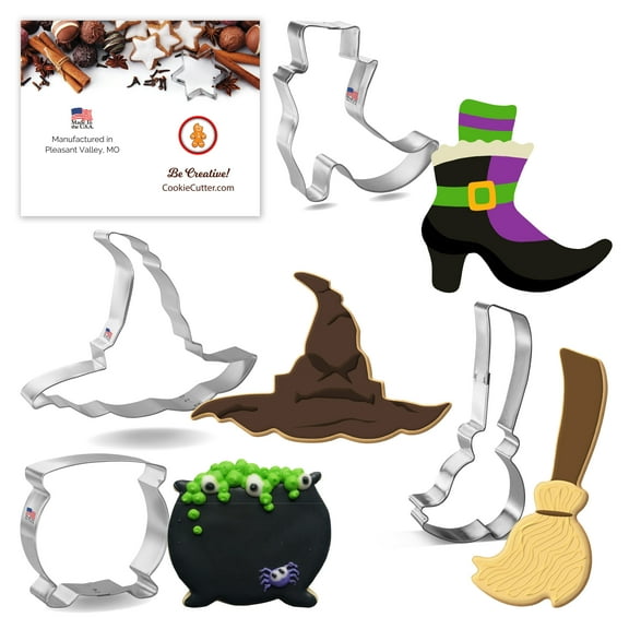 Halloween Witch Cookie Cutter Set 4 Pc - Foose Cookie Cutters - USA Tin Plated Steel