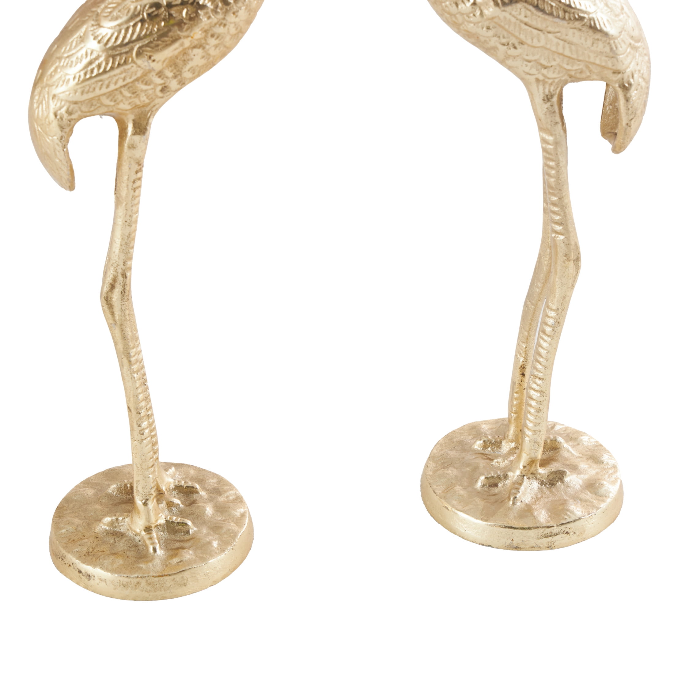 15", 17"H Gold Aluminum Metal Flamingo Sculpture, by DecMode (2 Count)
