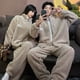 thumbnail image 4 of Pijamas de pareja Otoño e Invierno Polar Coral Hombres y Mujeres Polar Espesado Franela Con Capucha Invierno, 4 of 6